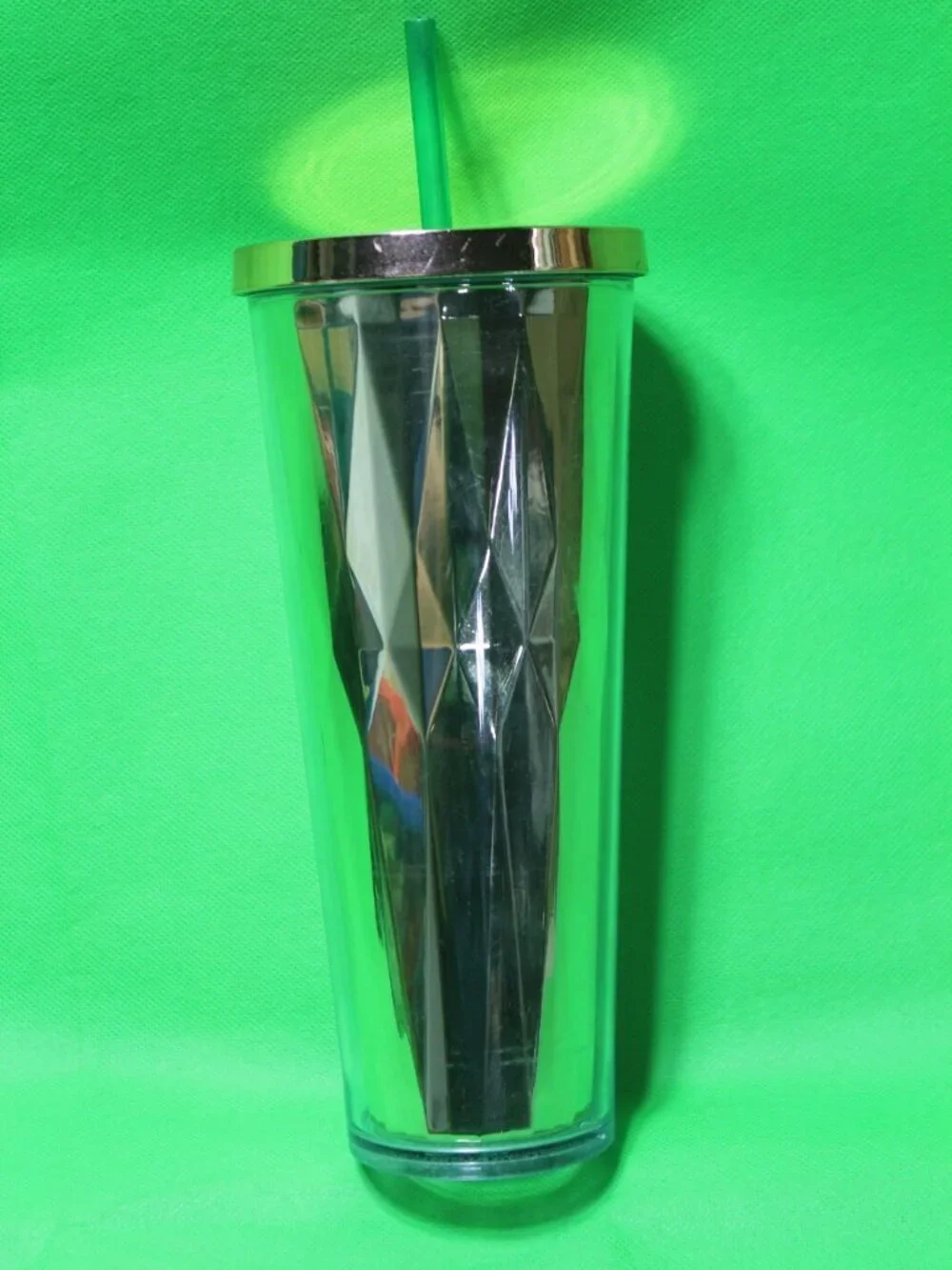 Starbucks 2014 Gold Faceted Tumbler  24 Oz Cold Cup RARE